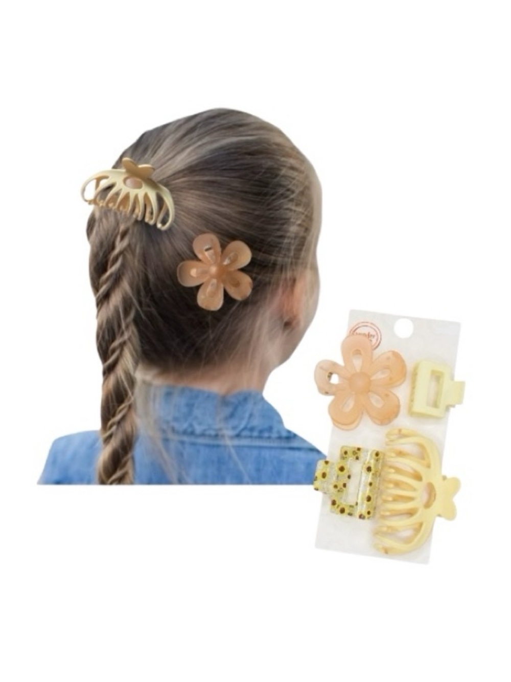 Wonder Nation Pink and Yellow Floral Hair Claw Accessories